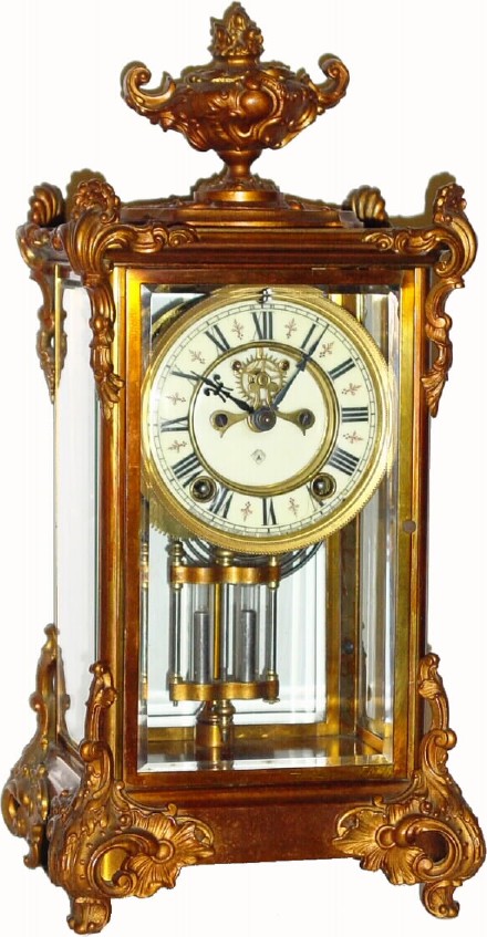 C.1915, Ansonia Clock Co, "CROWN" crystal regulator in generally fair to good condition, with restoration. — Antique Clocks Price Guide