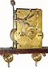 C.1810, American tall clock movement, seatboard and pulleys, needing some work.