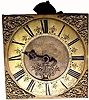 C.1740, John Holroydin, Wakefield, English 30-hour 10" brass dial single hand tall clock movement.