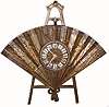 C.1900, French bronze "Fan on Easel", 8-day mantel clock,