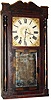 C.1830, Jerome and Darrow, Bristol, Conn., 30-hour wood movement half-column and splat shelf clock, in generally good original un-restored condition.