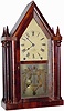 C.1850, Brewster and Ingraham, Bristol, Conn., 8-day time/strike double steeple shelf clock.