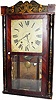 C.1833, Eli Terry, Jr., Terryville, Conn., 30-hour wood movement half column and splat shelf clock, in fair condition.