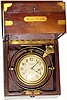 C.1930, Waltham Clock Co., 8-day Deck Watch housed in a mahogany display top gimbaled case,