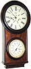 C.1865, L. F. and W. W. Carter, Bristol, Conn., 8-day weight double dial calendar wall clock.