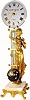 C.1880, Rare French Glass Dial Mystery Clock, the swinging arm held aloft by a gilded female statue.
