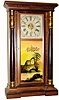 C.1865, S. C. Spring and Co., Bristol, Conn, uncommon, 8-day time/strike strap brass movement rosewood veneer column and cornice shelf clock.