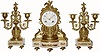 C.1870, French, Mougin, Ormolu and White marble clock set.