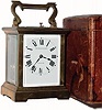 C.1910, French, for Sutherland and Horne,Edinburgh (Scotland), 8-day brass carriage clock, time, strike and repeat, with original carry case.