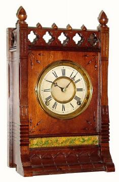 C.1875, F. Kroeber Clock Co., New York, "Cabinet No. 54", 8-day time/strike walnut shelf clock, in good original condition. — Antique Clocks Price Guide