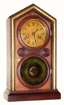 C.1874, E. Ingraham and Co., "Doric No. 2" 30-hour time and strike shelf clock, in very good condition, the case nicely refinished (otherwise original). — Antique Clocks Price Guide