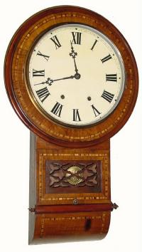 C.1890, Anglo-American, 8-day time and strike round drop wall clock. — Antique Clocks Price Guide
