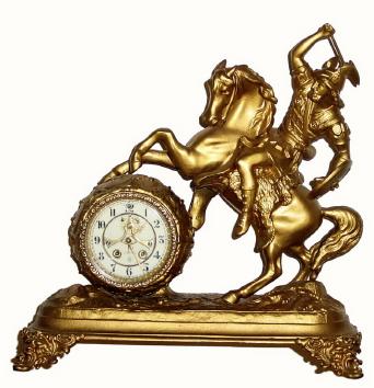 C.1913, William L. Gilbert Clock Co., "Hercules", 8-day time and strike figural clock, in generally good restored condition. — Antique Clocks Price Guide