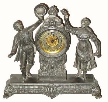 C.1894, Ansonia "FROLIC" double statue novelty clock in generally good original condition. — Antique Clocks Price Guide