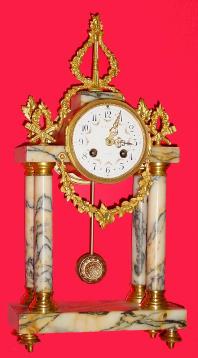 C.1890, French, Marble and Ormolu Portico Clock in generally good condition. — Antique Clocks Price Guide