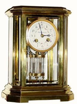 C.1900, Marti, French Crystal Regulator, in an unusual 8-sided case with 8 panes of beveled glass. — Antique Clocks Price Guide
