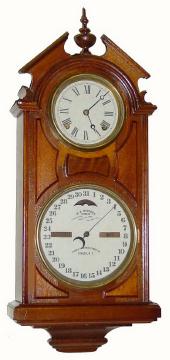 C.1875, Ithaca Clock Co., "No. 6 Hanging Library", 8-day time and strike wall calendar clock, with restorations. — Antique Clocks Price Guide