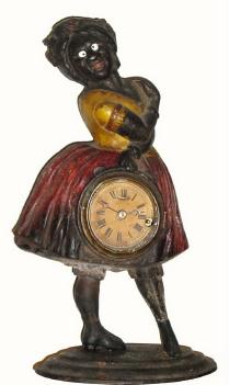 C.1860, Bradley and Hubbard, Meriden, Conn., "Topsy" 30-hour blinking eye clock. — Antique Clocks Price Guide