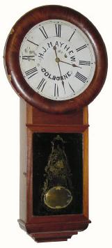 C.1875, Seth Thomas Clock Co., "Regulator No. 2", 8-day walnut wall timepiece, with advertising. — Antique Clocks Price Guide