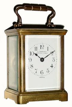 C.1900, French, Brass Cased Miniature carriage timepiece in good original condition. — Antique Clocks Price Guide