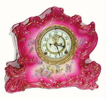 C.1901, Ansonia, "REFEREE" Porcelain china clock in excellent original condition. — Antique Clocks Price Guide