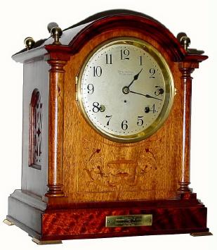 C.1916 (dated), Seth Thomas Clock Co., 8-day, 5 bell Sonora chime mantel clock in excellent condition, the inlaid mahogany case professionally refinished. — Antique Clocks Price Guide