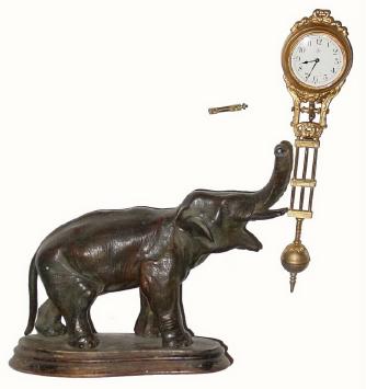 C.1910, Mixed lot: "Elephant", 8-day bronzed spelter swinging timepiece. — Antique Clocks Price Guide