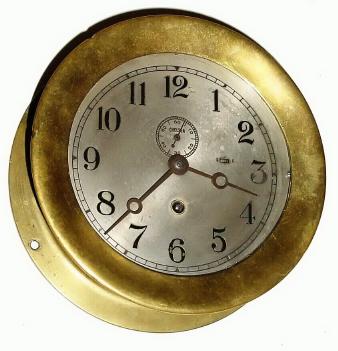 C.1942, Chelsea Clock Co., 8-day ships or engine room timepiece, case No. 313107, with later movement No.483197 (C.1947). — Antique Clocks Price Guide