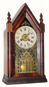 C.1870, Jerome and Co., (New Haven Clock Co.), 30-hour time and alarm miniature steeple timepiece. — Antique Clocks Price Guide