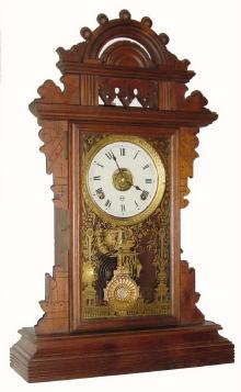 C.1895, Seth Thomas ECLIPSE walnut gingerbread clock, with restoration. — Antique Clocks Price Guide
