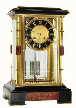 C.1910, French, "A. B.", Marble and brass crystal regulator, 8-day time and strike on a bell. — Antique Clocks Price Guide