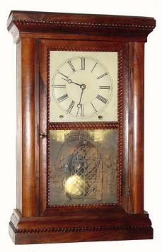 C.1845, Sperry and Shaw, 10 Maiden Lane, New York, 8-day time/strike rosewood veneer and ripple shelf clock. — Antique Clocks Price Guide