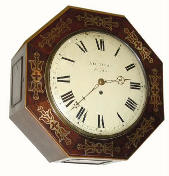 C.1830, Nicholls, Bath, England, 8-day fusee gallery timepiece. — Antique Clocks Price Guide