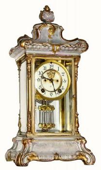 C.1905, Ansonia "Crystal Regulator No. 3" [Royal Bonn] in fair to good condition. — Antique Clocks Price Guide