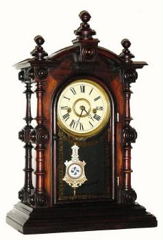 C.1880, E.N. Welch Mfg. Co., "Patti No. 1", 8-day time/strike mantel clock, with restoration. — Antique Clocks Price Guide
