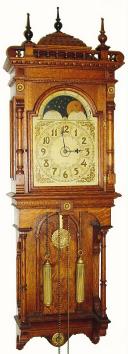 C.1910, Seth Thomas Clock Co., "Jupiter" 8-day 2- wt, moon dial, bell strike, in excellent condition, with restoration. — Antique Clocks Price Guide