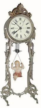 C.1890, Ansonia Clock Co., "Jumper No. 2" Bobbing Doll novelty clock. — Antique Clocks Price Guide