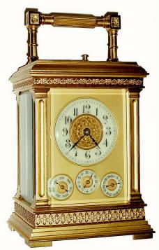 C.1890, French, Brass Cased Carriage clock, Time, Strike, Repeat and Alarm, — Antique Clocks Price Guide