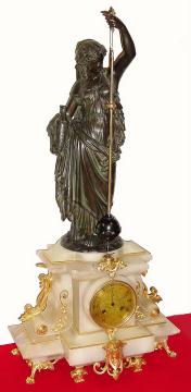 C.1890, French, Marble and Bronzed Spelter conical pendulum mantel clock, in generally good condition, with some restoration, — Antique Clocks Price Guide