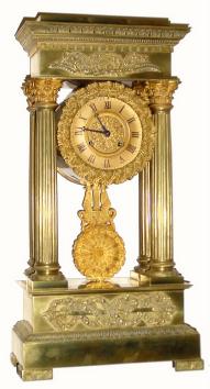 C.1875, French, 4-Column Empire style mantel clock in ormolu. — Antique Clocks Price Guide