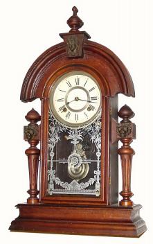 C.1880, Ansonia Clock Co., "King", 8-day time/strike black walnut shelf clock. — Antique Clocks Price Guide