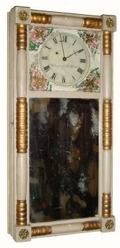 C.1820, Benjamin Morrill, Boscawen, NH, 8-day New Hampshire mirror timepiece. — Antique Clocks Price Guide