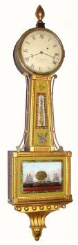 C.1825, John Sawin, Boston, 8-day banjo timepiece, with restorations. — Antique Clocks Price Guide