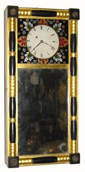 C.1830, Benjamin Morrill, (Attrib), Boscawen, New Hampshire, 8-day weigHeight New Hampshire mirror timepiece. — Antique Clocks Price Guide