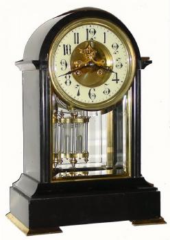 C.1910, French, Marti, Black marble and brass case mantel regulator, with open escapement. — Antique Clocks Price Guide