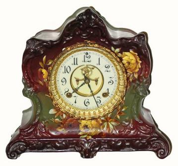C.1901, Ansonia Clock Co., "La Lorne" Royal Bonn, porcelain clock, in excellent original condition. — Antique Clocks Price Guide