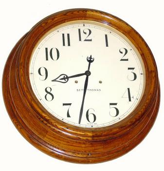 C.1890, Seth Thomas Clock Co., "Gallery". Thirty-day double wind timepiece in handsomely refinished, deeply turned (7.25'' deep) solid oak case. — Antique Clocks Price Guide