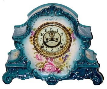 C.1900, Ansonia Clock Co., "La Nord" porcelain china, 8-day mantel clock. — Antique Clocks Price Guide