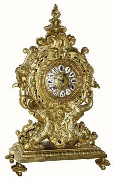 C.1890, French, Bronze Mantel Clock, in a scroll fantasy with dolphins at the base and busts of Diana at the side, — Antique Clocks Price Guide
