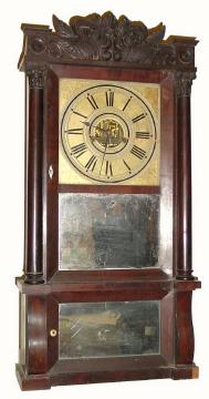 C.1850, Forestville Mfg. Co., 8-day, 2-wt, time and strike shelf clock. — Antique Clocks Price Guide